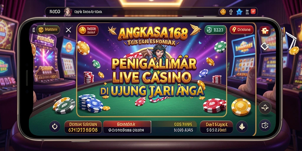 Screenshot ANGKASA168 menampilkan dealer profesional dan permainan nyata di Live Casino.