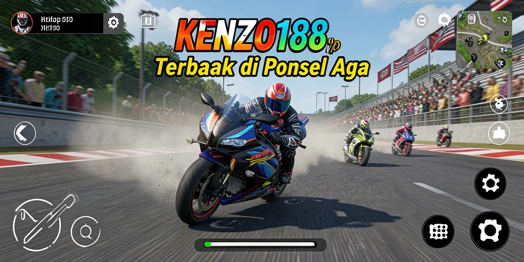 Tampilan gameplay KENZO188 yang menegangkan saat balapan motor.