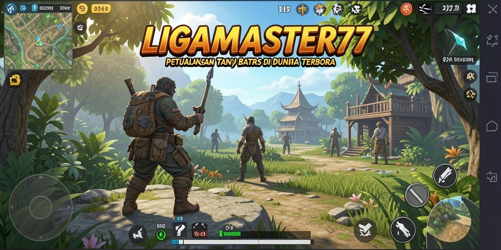 Screenshot utama LIGAMASTER77 menampilkan aksi seru di dunia terbuka.