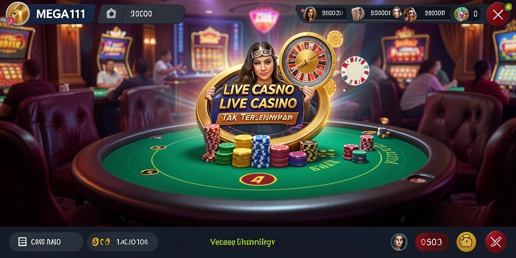 Tampilan gameplay Live Casino yang mendebarkan di MEGA111.
