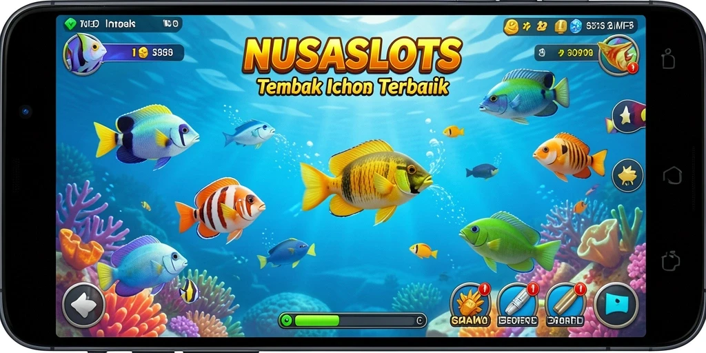 Tampilan gameplay menembak ikan di NUSASLOTS yang seru.