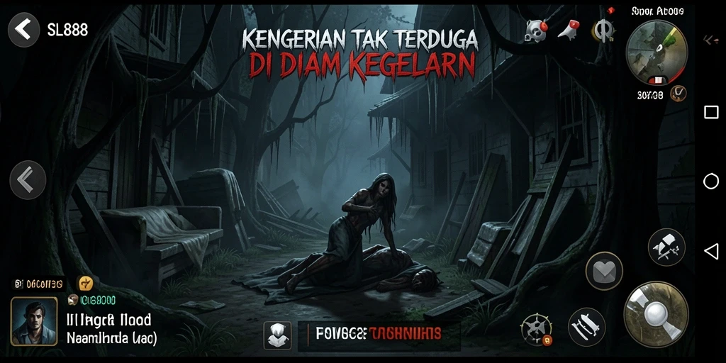 Screenshot menampilkan gameplay menyeramkan di SL888 dengan makhluk mengerikan.