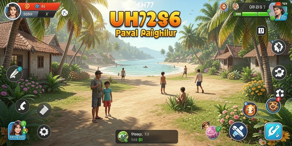 Tangkapan layar utama UH77 menunjukkan gameplay yang seru dan penuh warna.